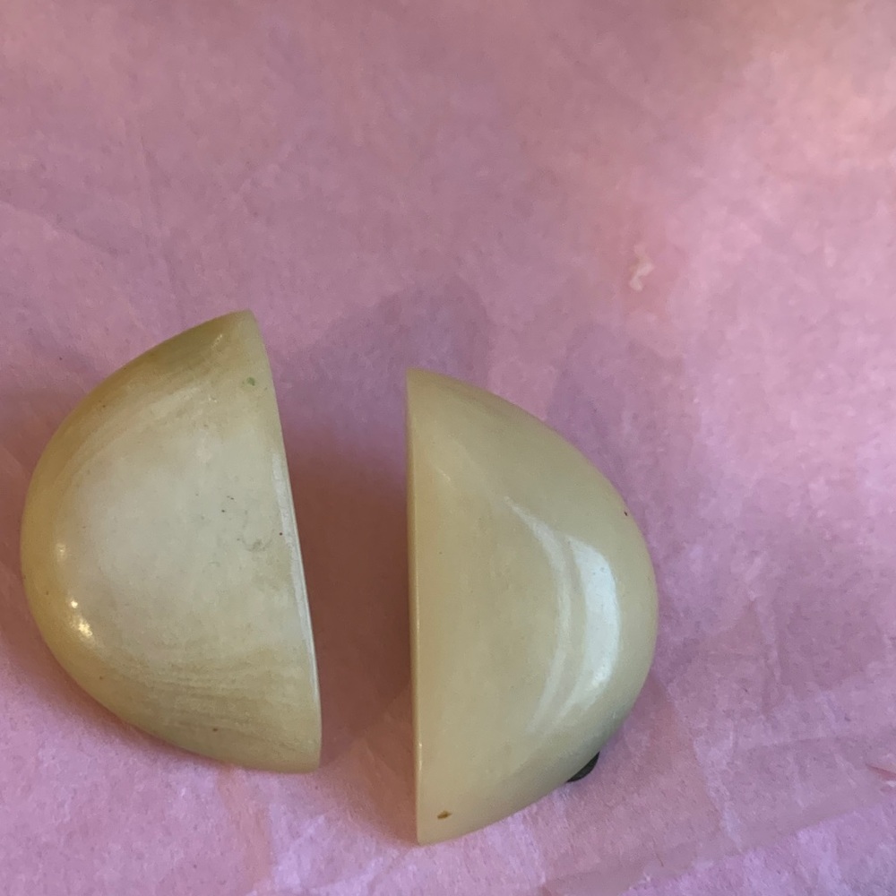 Cream Semi-Crescent Clip-On Earrings